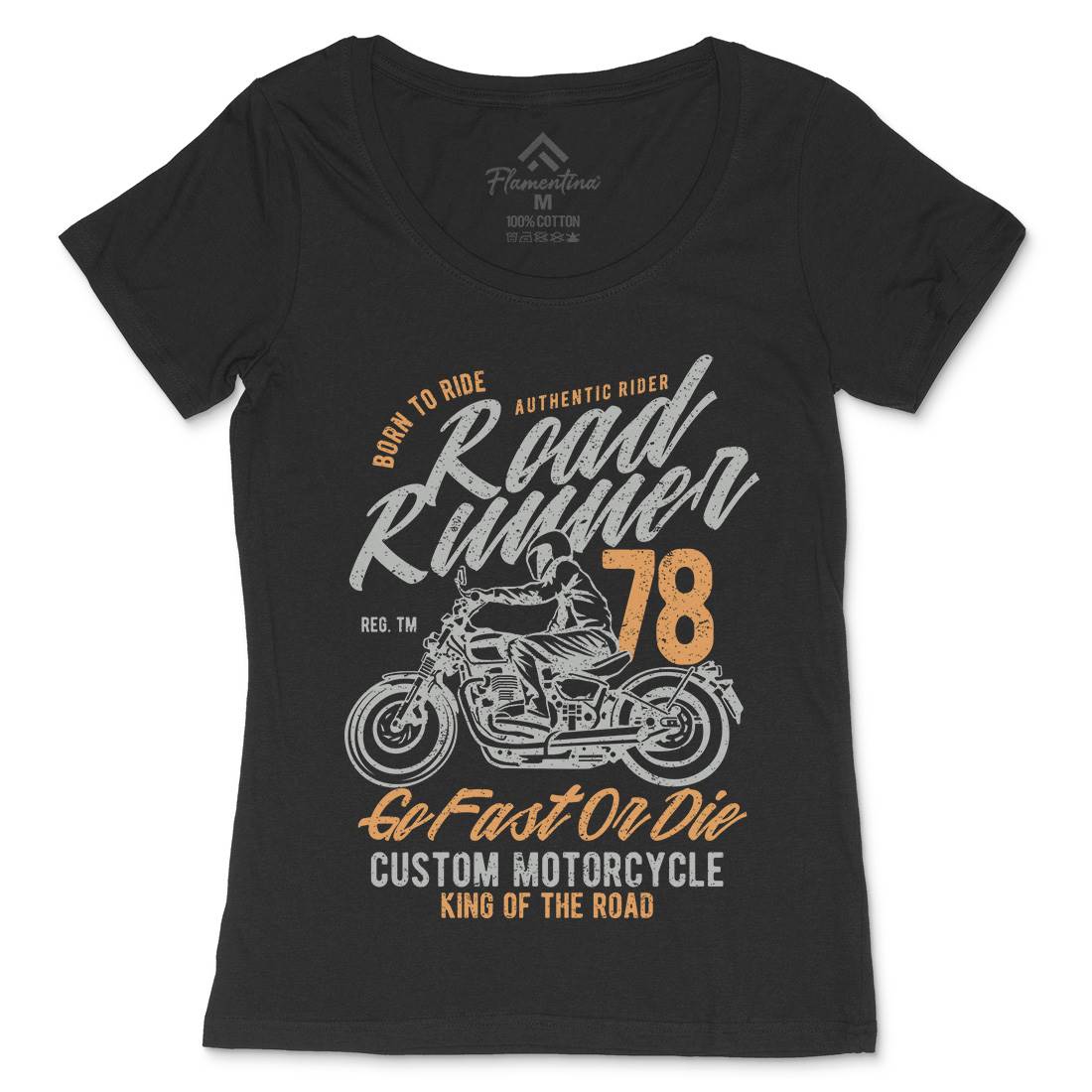 Road Runner Womens Scoop Neck T-Shirt Motorcycles A746