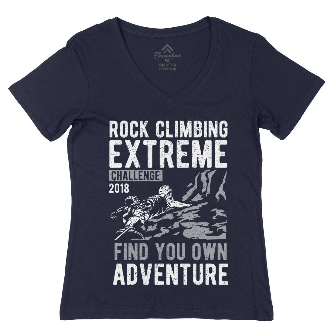 Rock Climbing Womens Organic V-Neck T-Shirt Sport A747