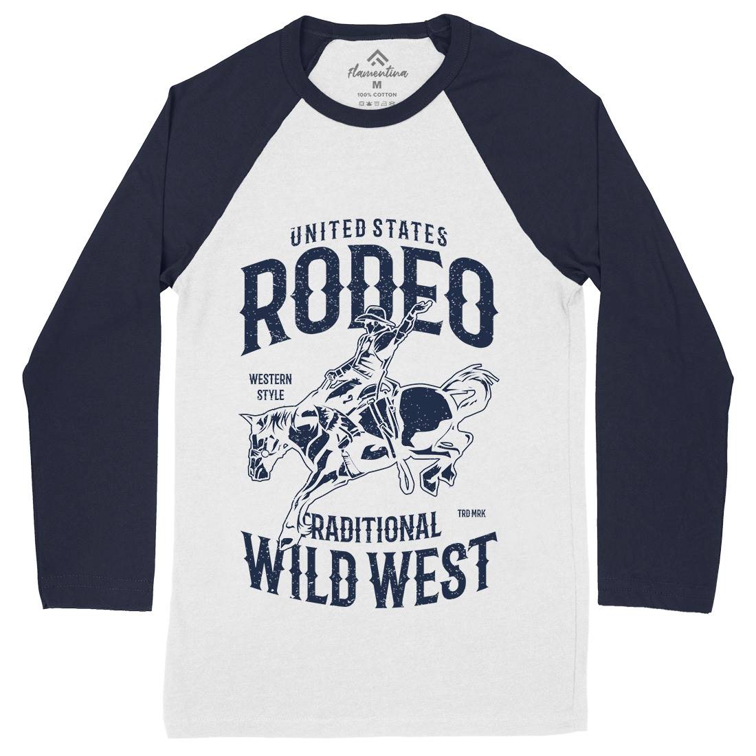 Rodeo Mens Long Sleeve Baseball T-Shirt American A748