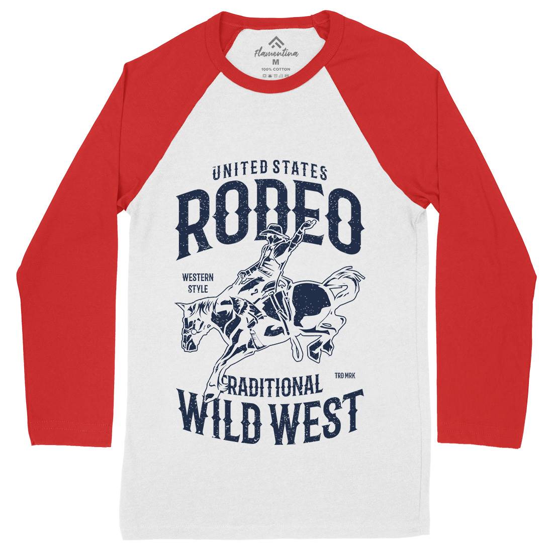 Rodeo Mens Long Sleeve Baseball T-Shirt American A748