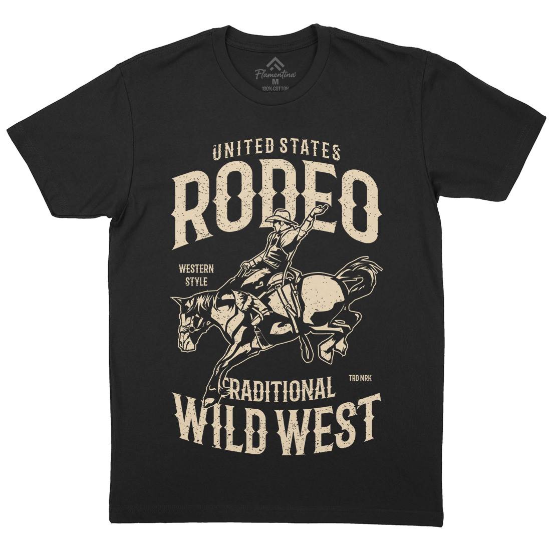Rodeo Mens Crew Neck T-Shirt American A748