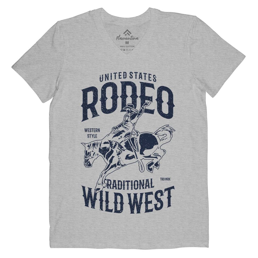 Rodeo Mens V-Neck T-Shirt American A748