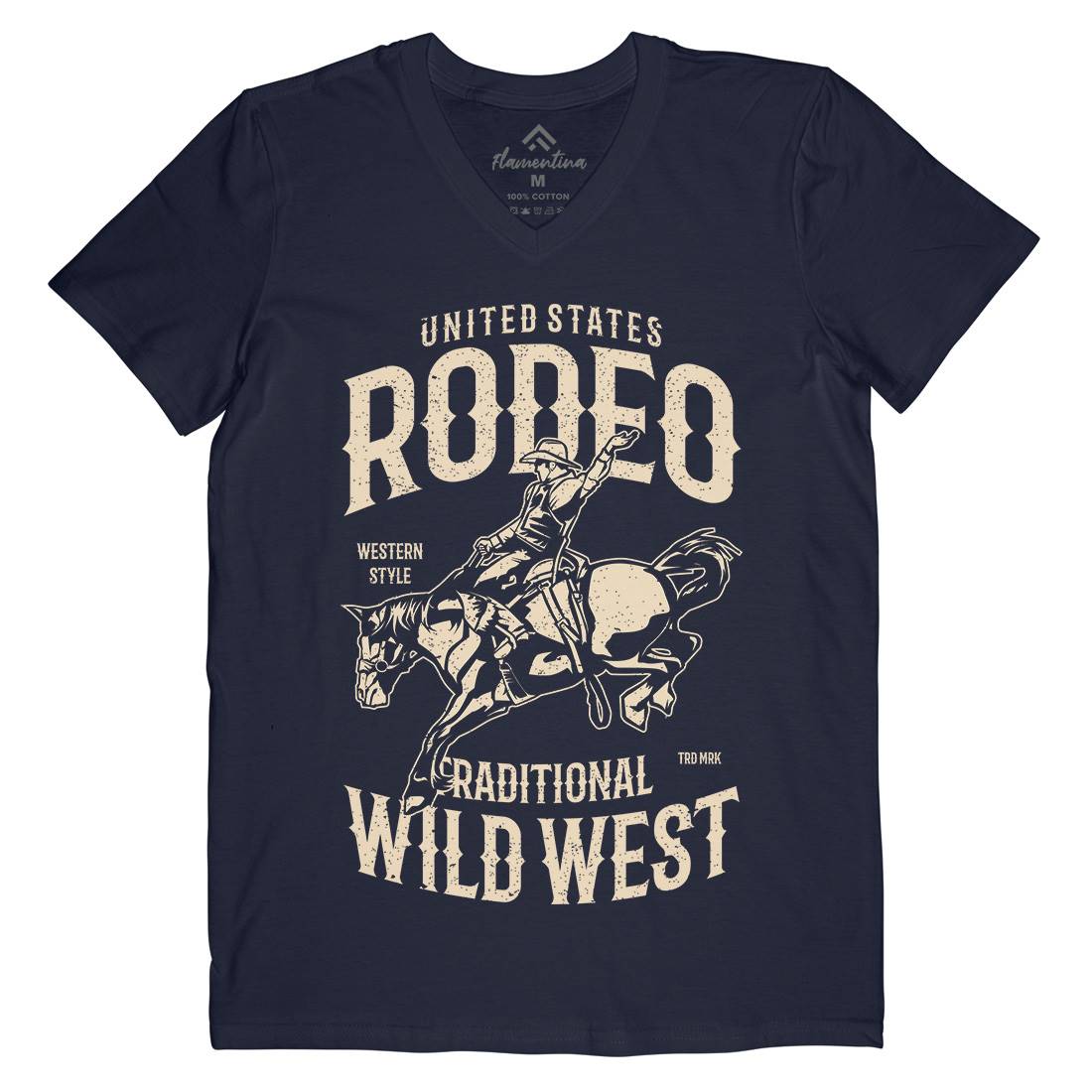 Rodeo Mens V-Neck T-Shirt American A748