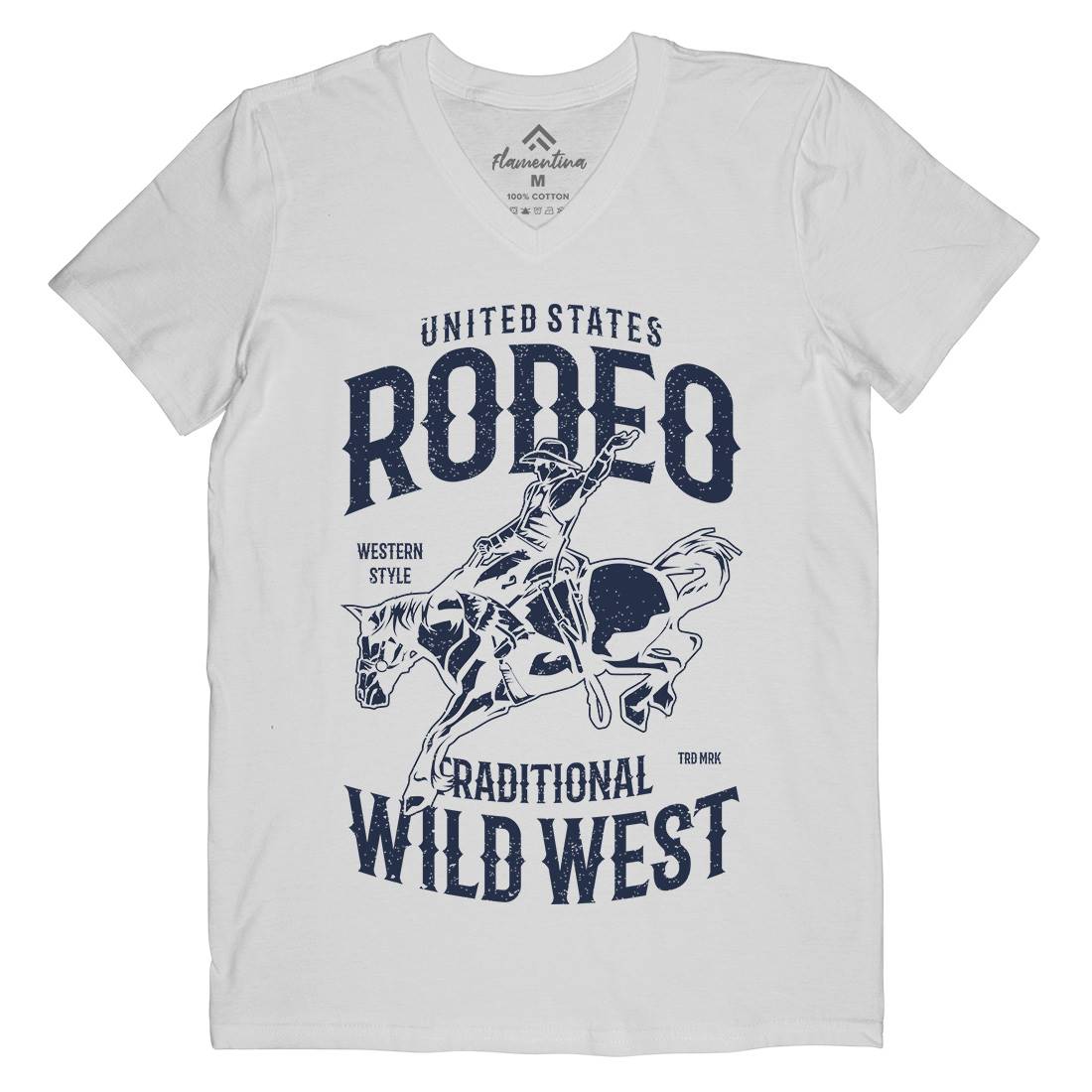 Rodeo Mens Organic V-Neck T-Shirt American A748