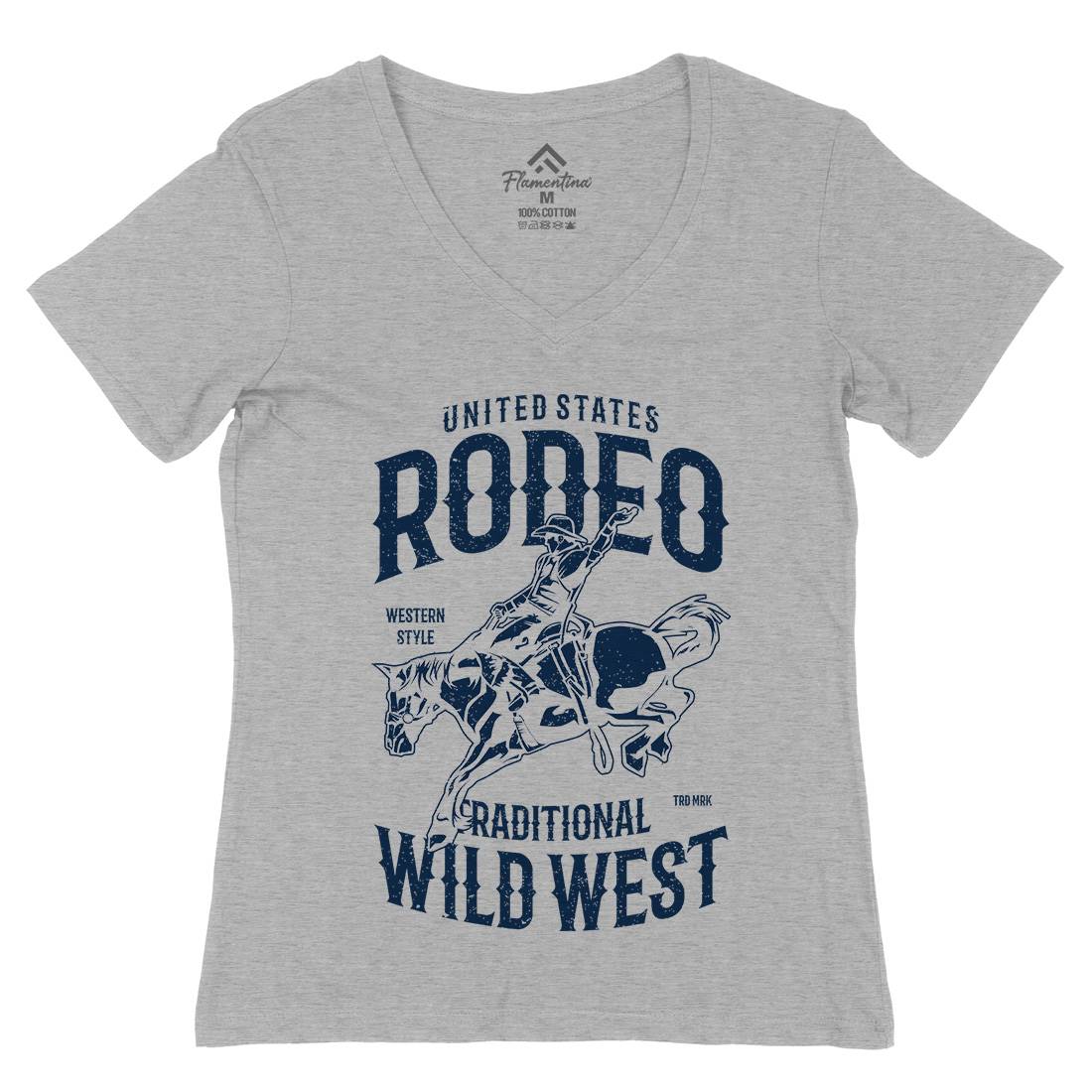 Rodeo Womens Organic V-Neck T-Shirt American A748