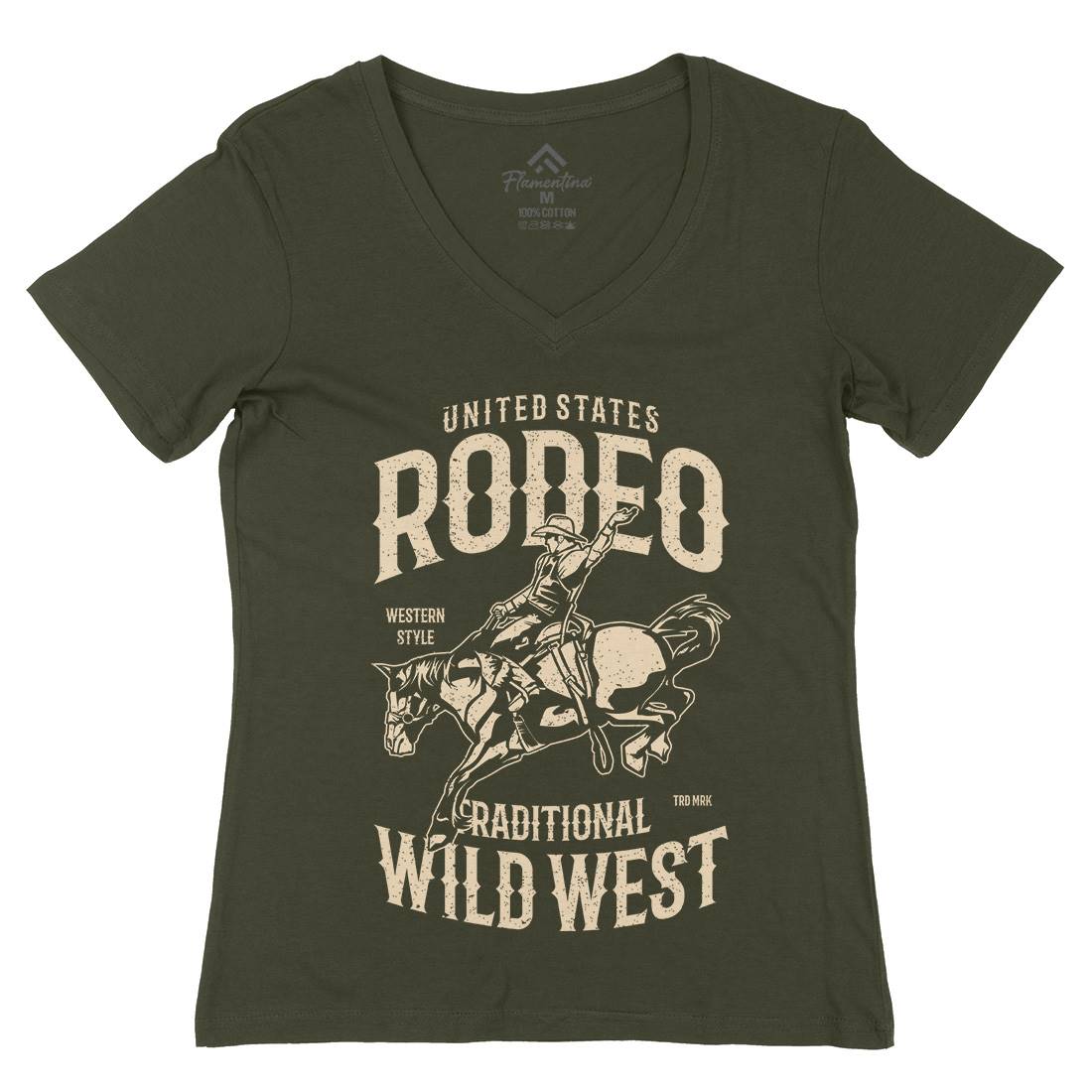Rodeo Womens Organic V-Neck T-Shirt American A748