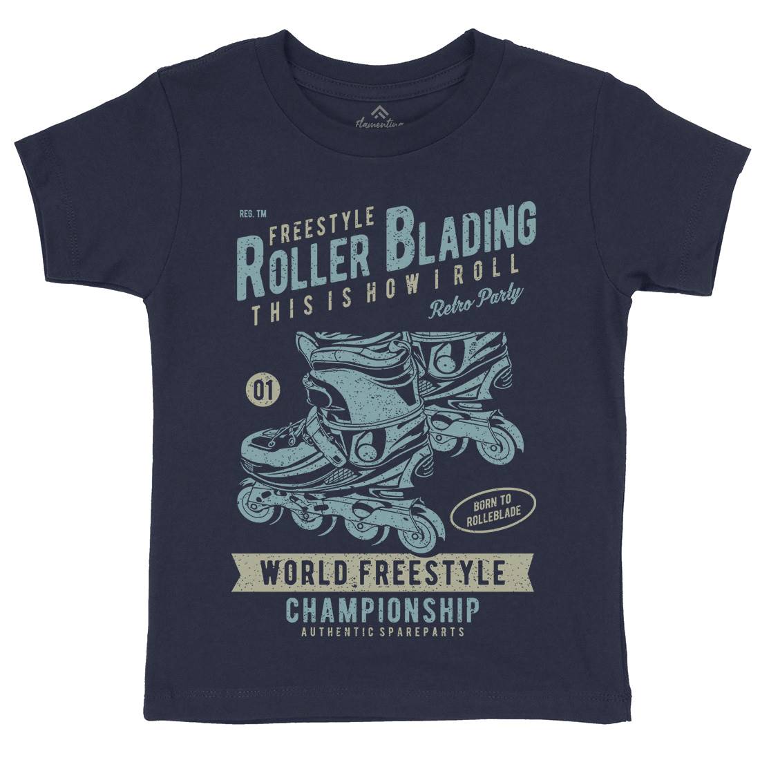 Roller Blading Kids Organic Crew Neck T-Shirt Skate A749