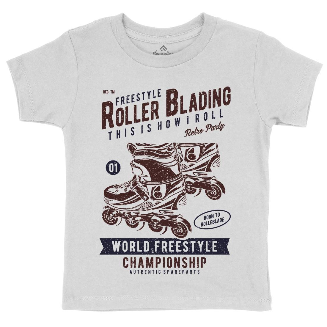 Roller Blading Kids Crew Neck T-Shirt Skate A749