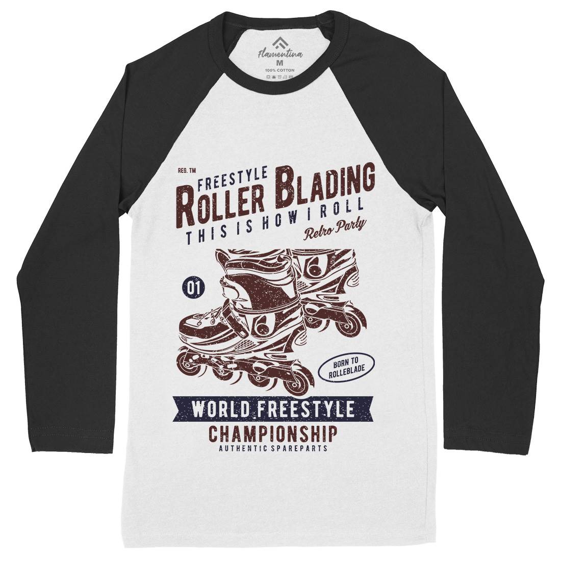 Roller Blading Mens Long Sleeve Baseball T-Shirt Skate A749