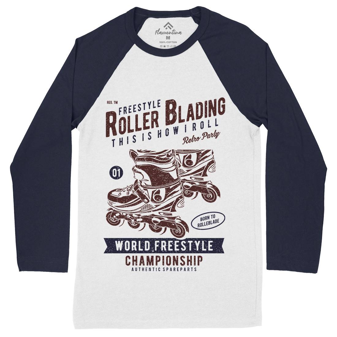Roller Blading Mens Long Sleeve Baseball T-Shirt Skate A749