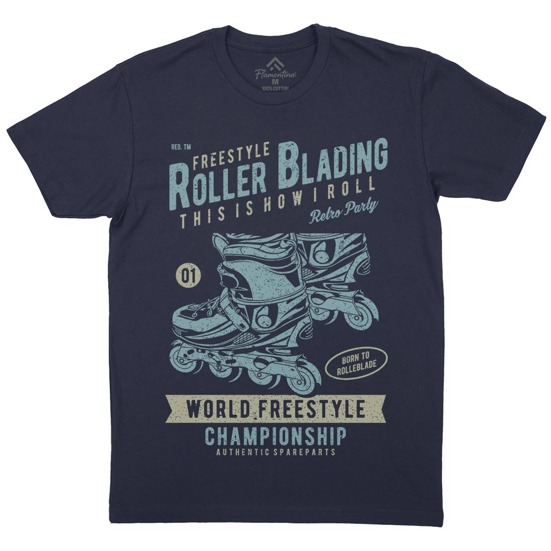 Roller Blading Mens Crew Neck T-Shirt Skate A749