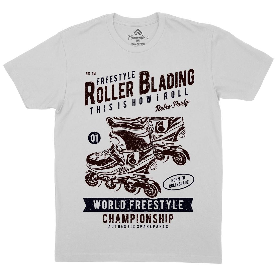 Roller Blading Mens Crew Neck T-Shirt Skate A749