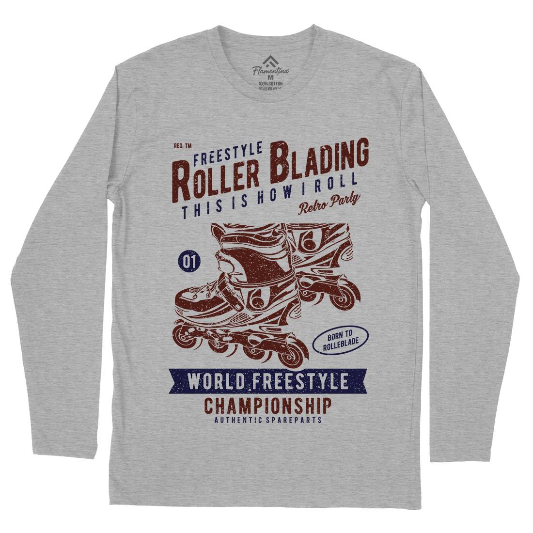 Roller Blading Mens Long Sleeve T-Shirt Skate A749
