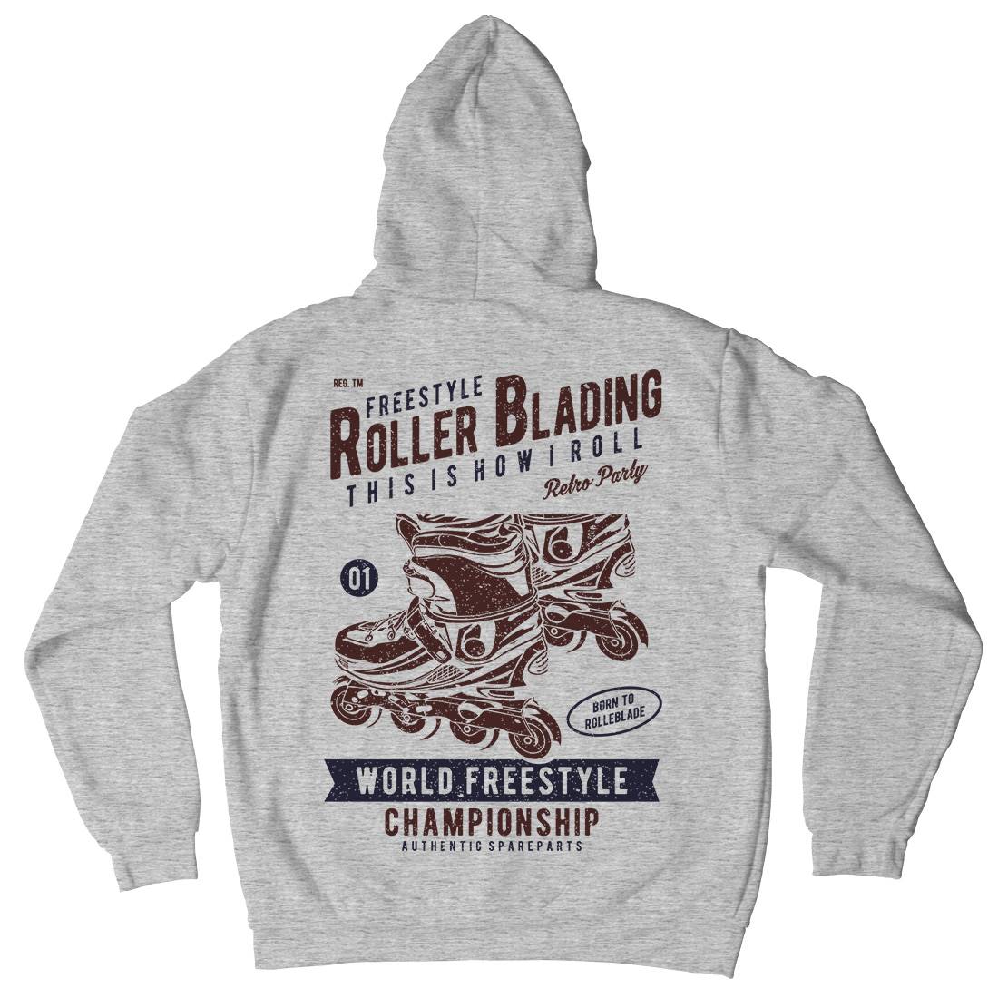 Roller Blading Mens Hoodie With Pocket Skate A749