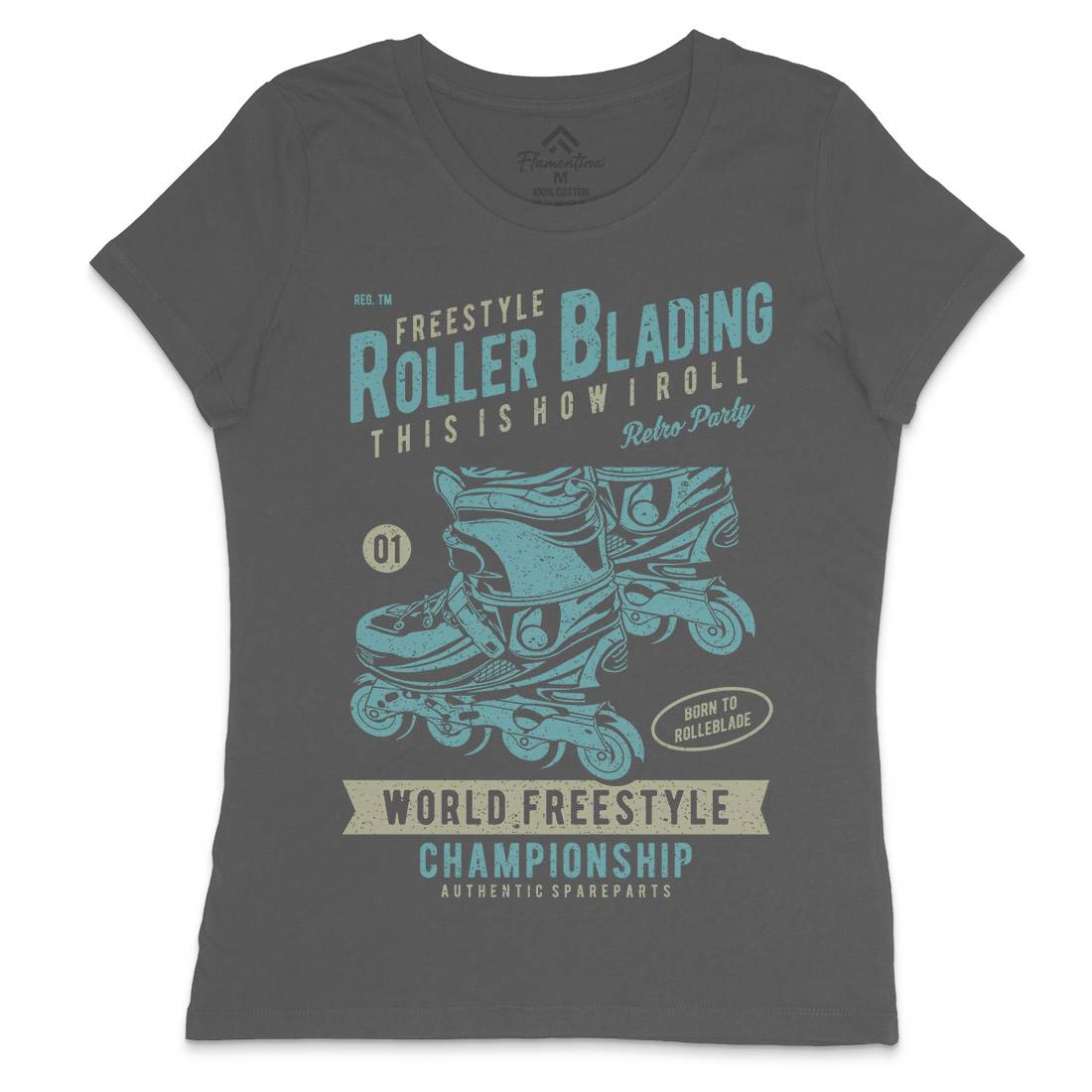 Roller Blading Womens Crew Neck T-Shirt Skate A749