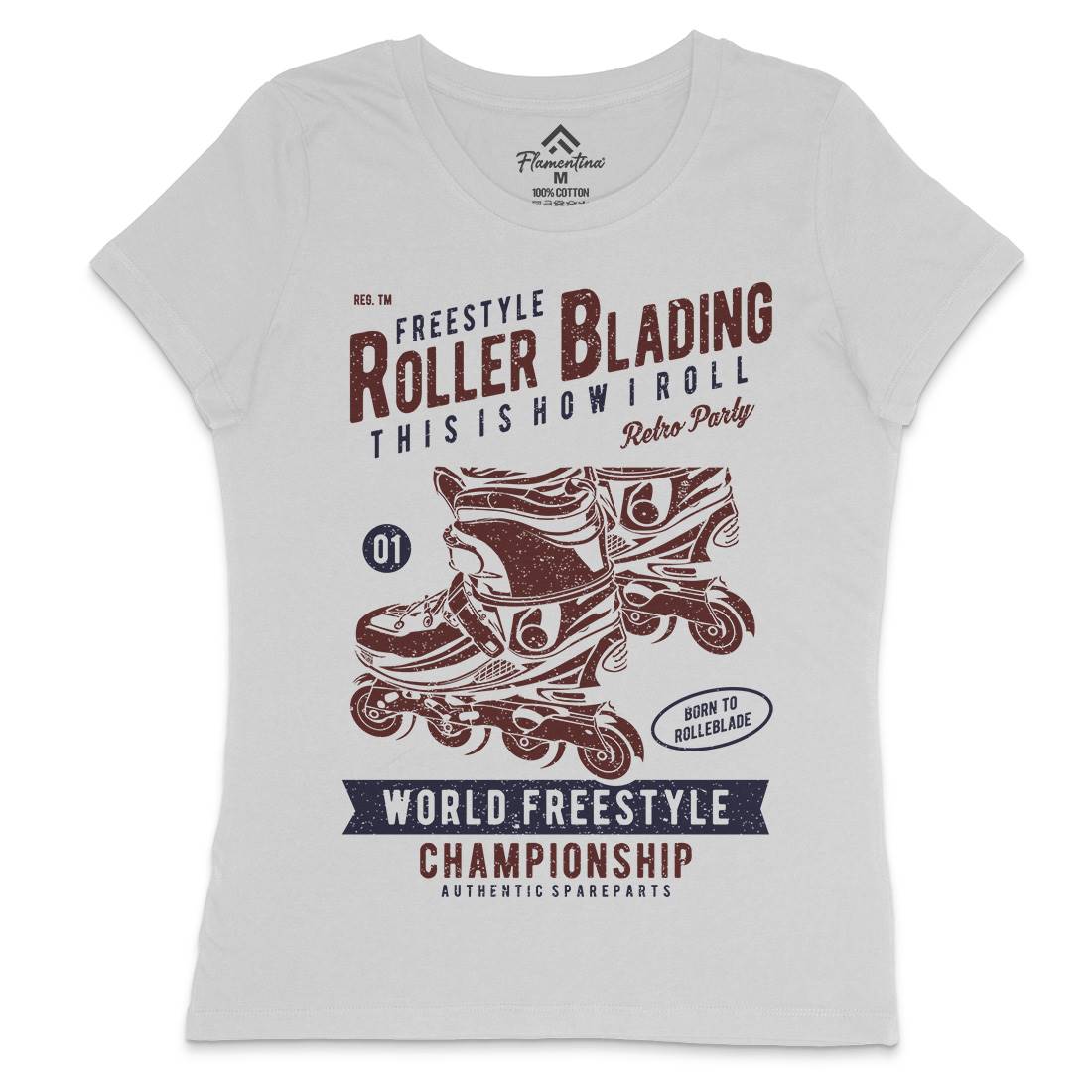 Roller Blading Womens Crew Neck T-Shirt Skate A749