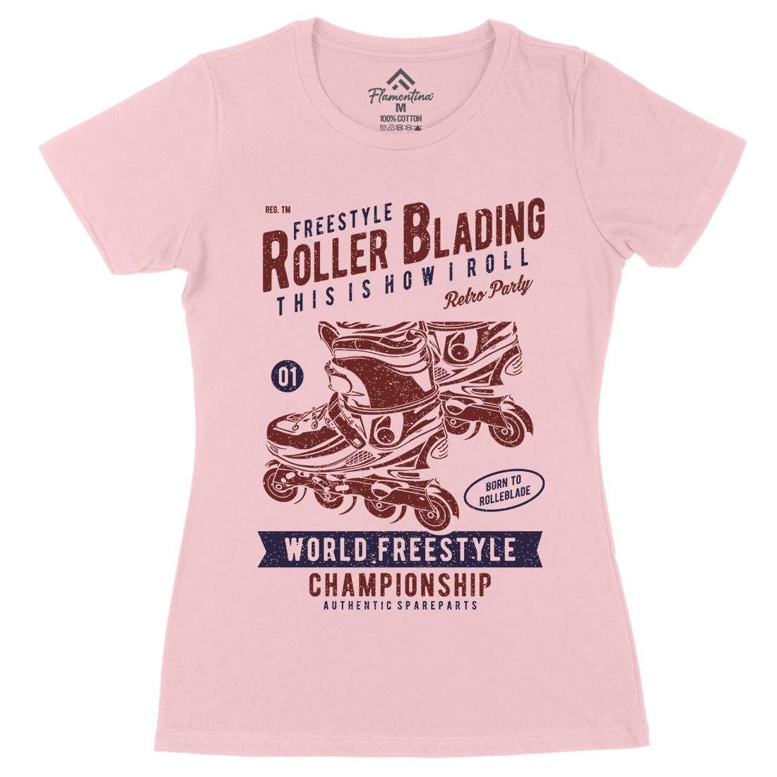 Roller Blading Womens Organic Crew Neck T-Shirt Skate A749