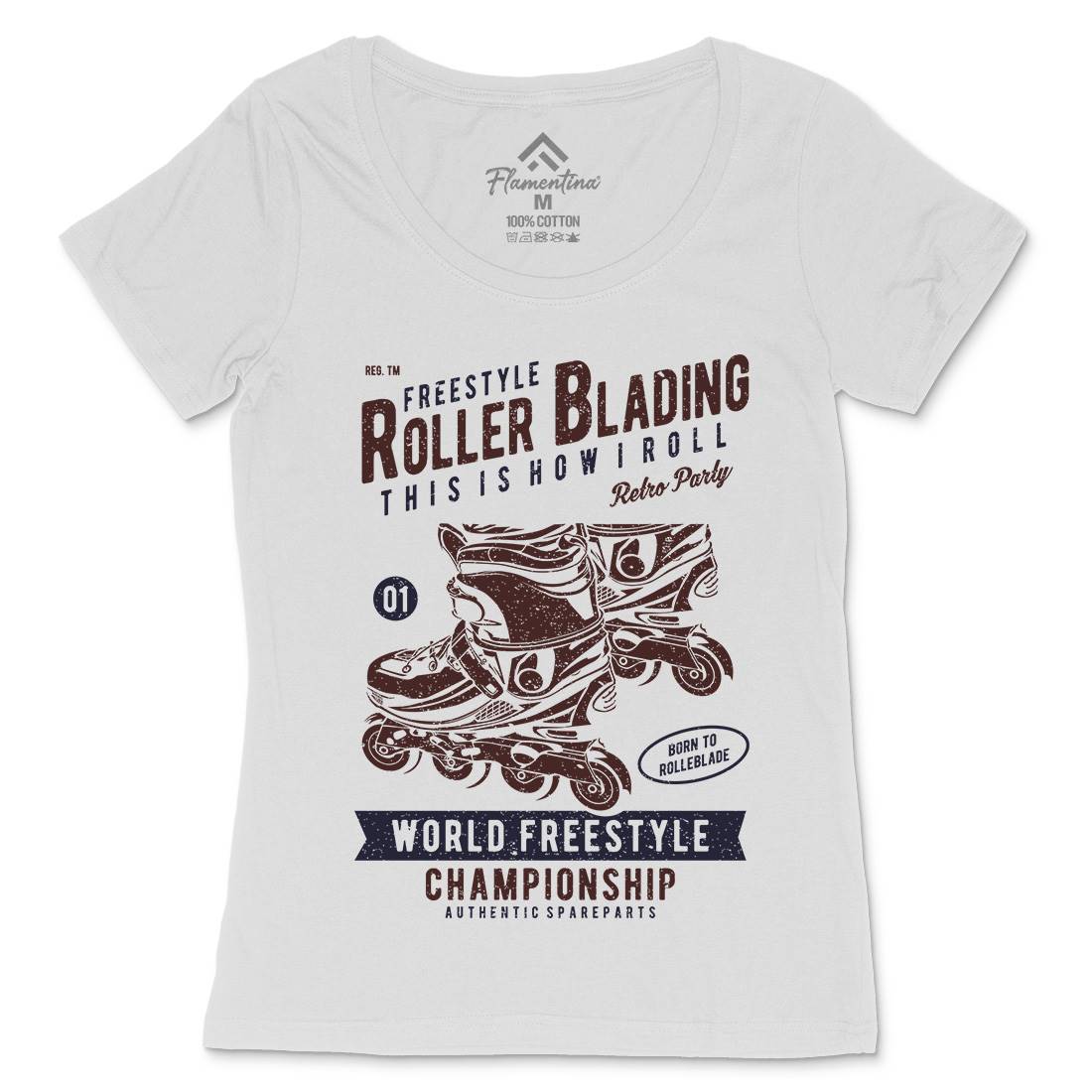 Roller Blading Womens Scoop Neck T-Shirt Skate A749
