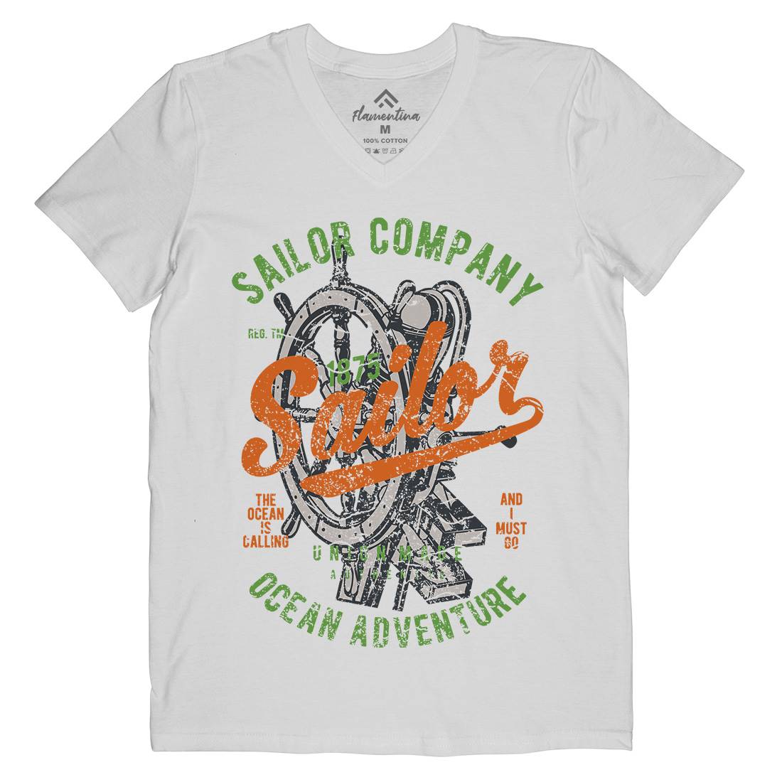 Sailor Mens V-Neck T-Shirt Navy A750