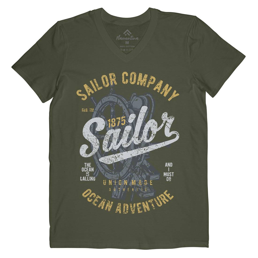 Sailor Mens Organic V-Neck T-Shirt Navy A750