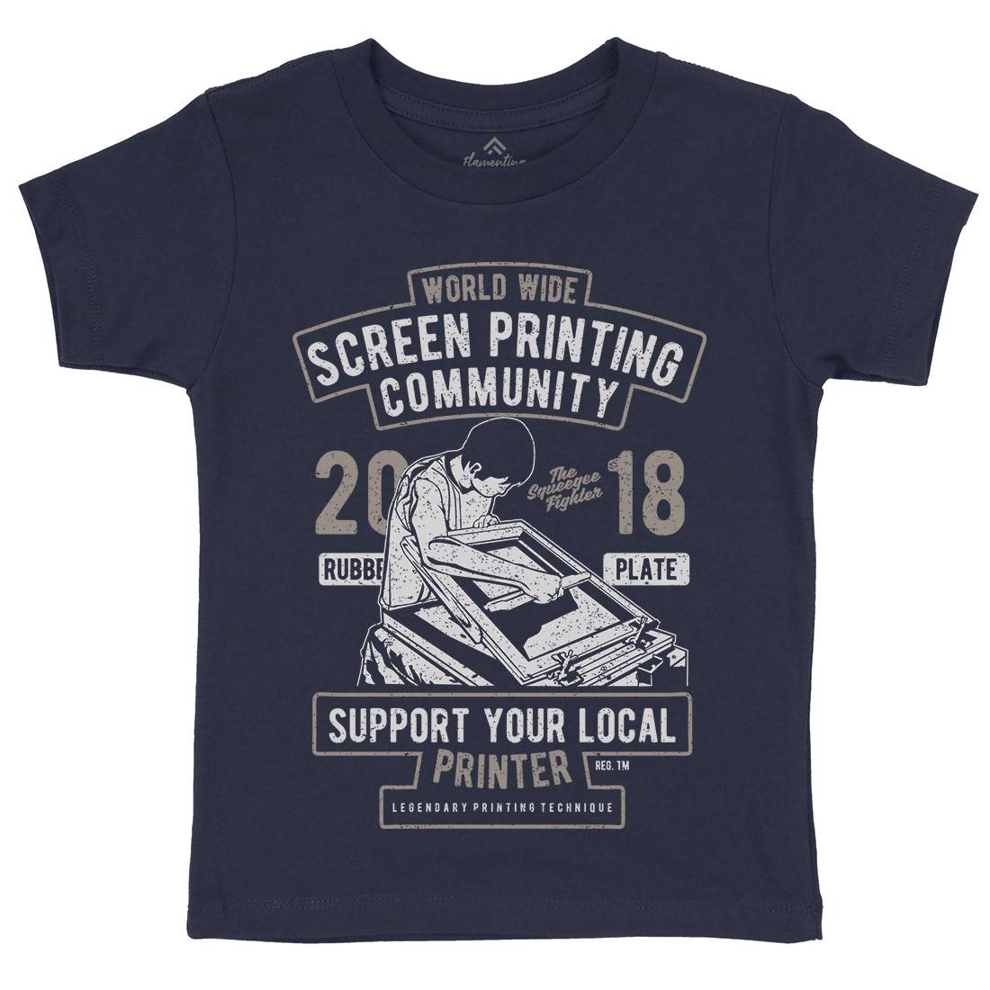Screen Printing Community Kids Organic Crew Neck T-Shirt Work A751