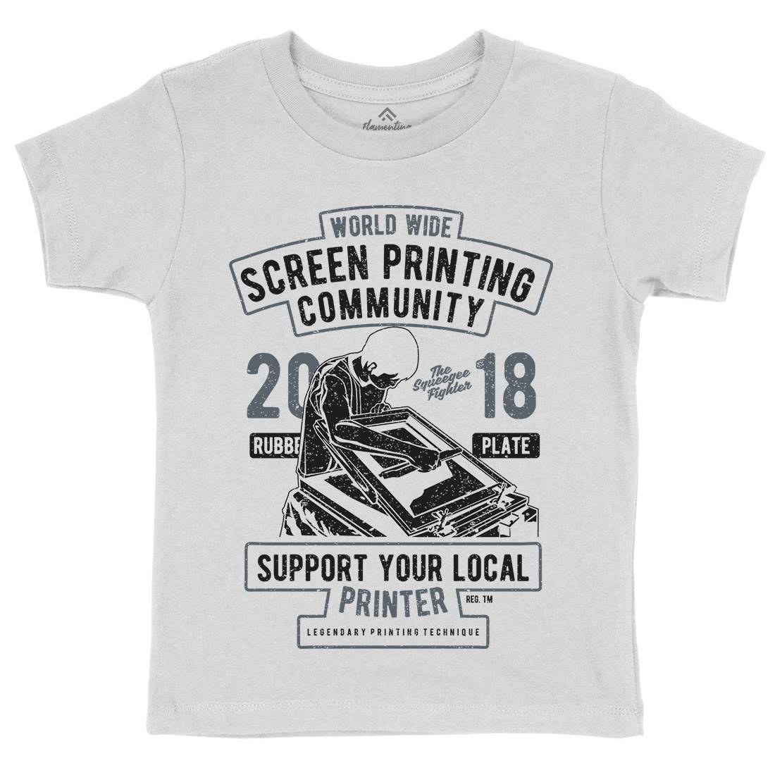 Screen Printing Community Kids Crew Neck T-Shirt Work A751