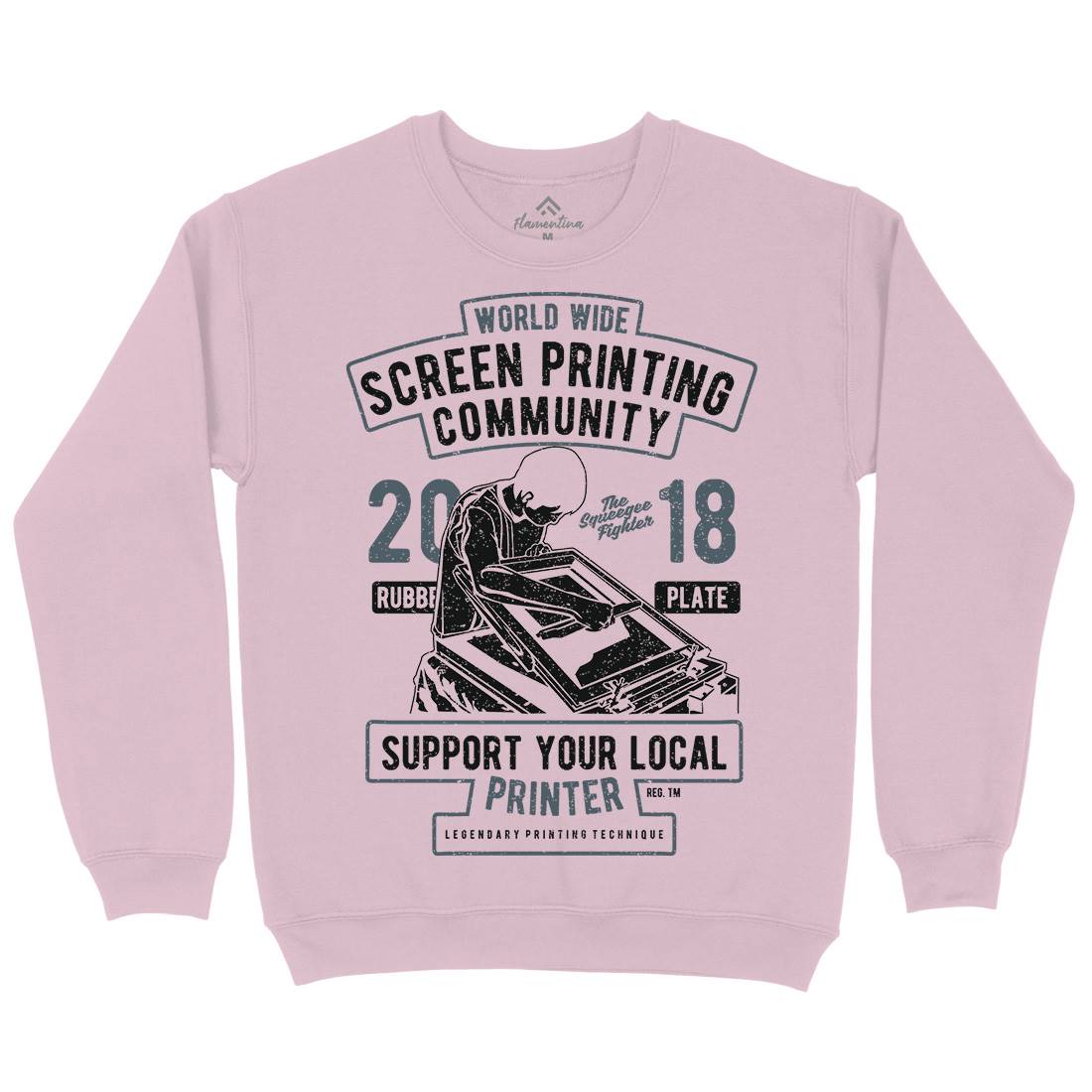 Screen Printing Community Kids Crew Neck Sweatshirt Work A751