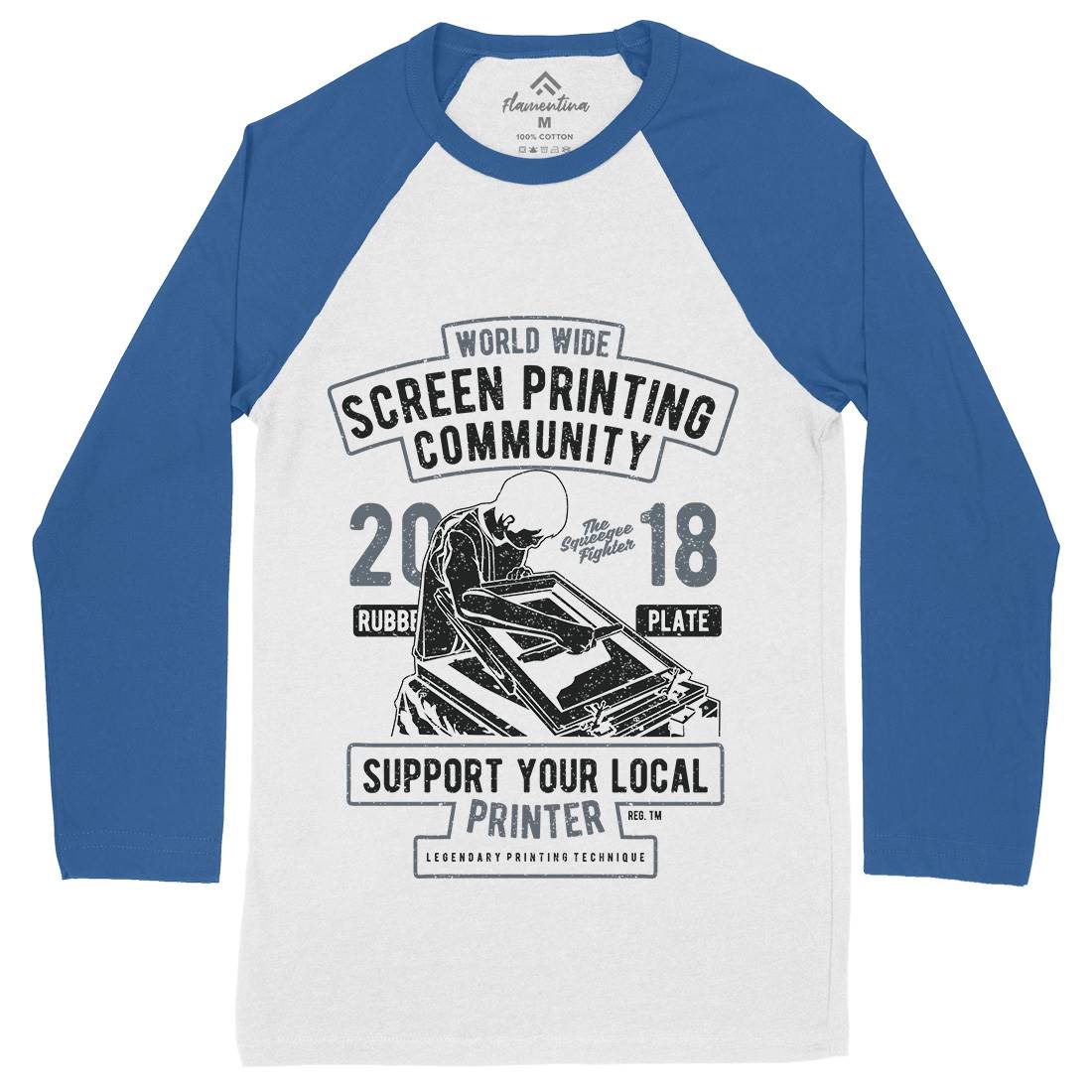 Screen Printing Community Mens Long Sleeve Baseball T-Shirt Work A751