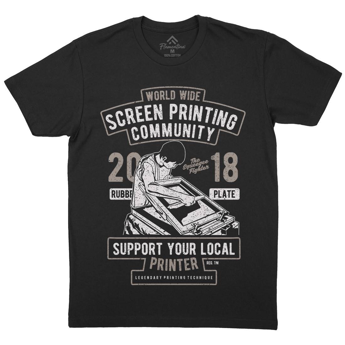 Screen Printing Community Mens Organic Crew Neck T-Shirt Work A751