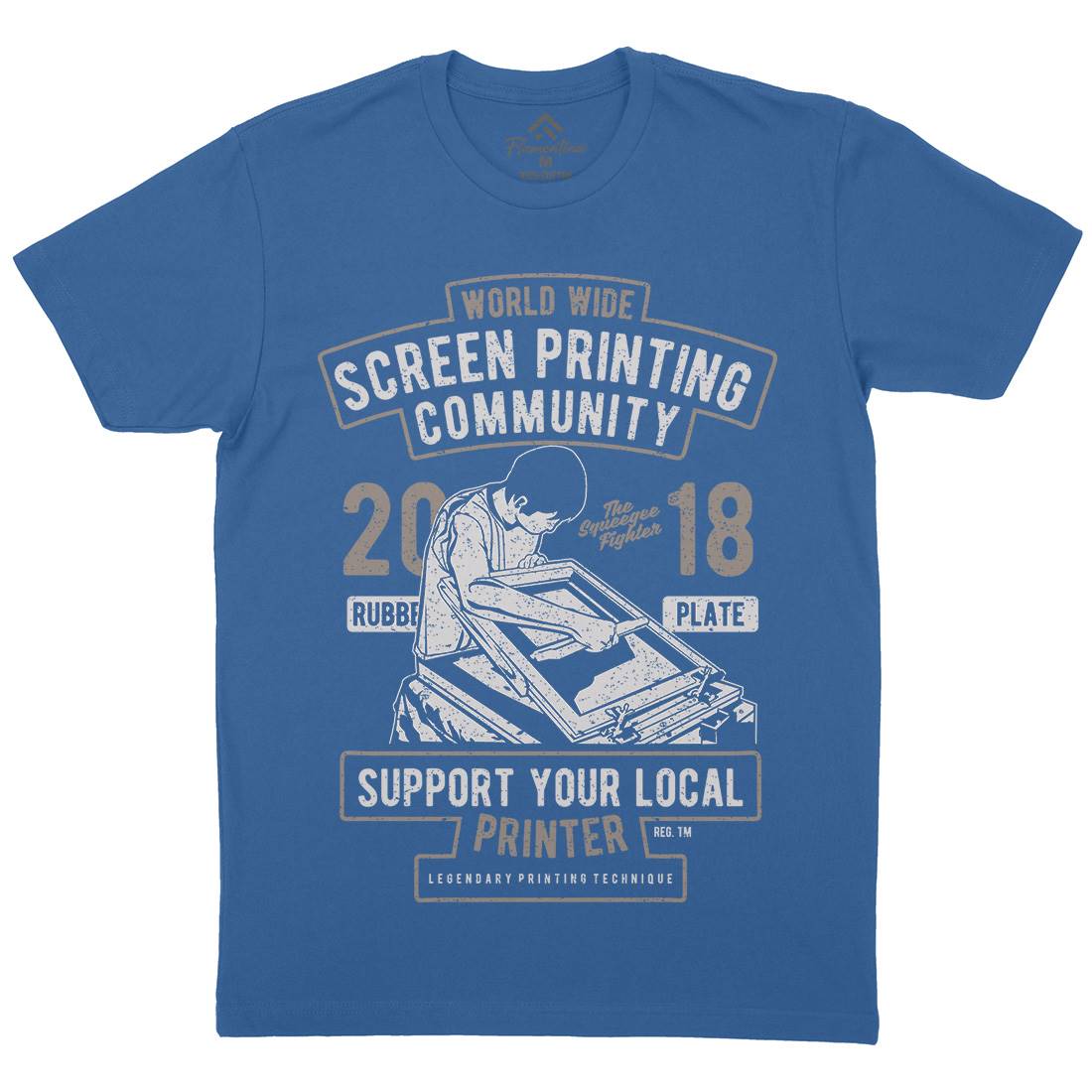 Screen Printing Community Mens Organic Crew Neck T-Shirt Work A751