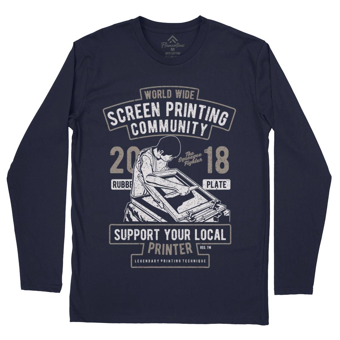 Screen Printing Community Mens Long Sleeve T-Shirt Work A751