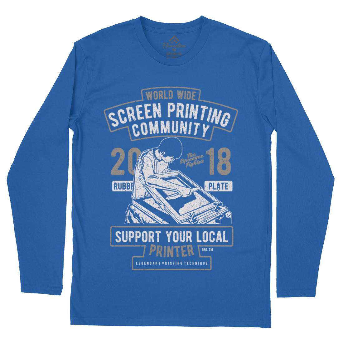Screen Printing Community Mens Long Sleeve T-Shirt Work A751