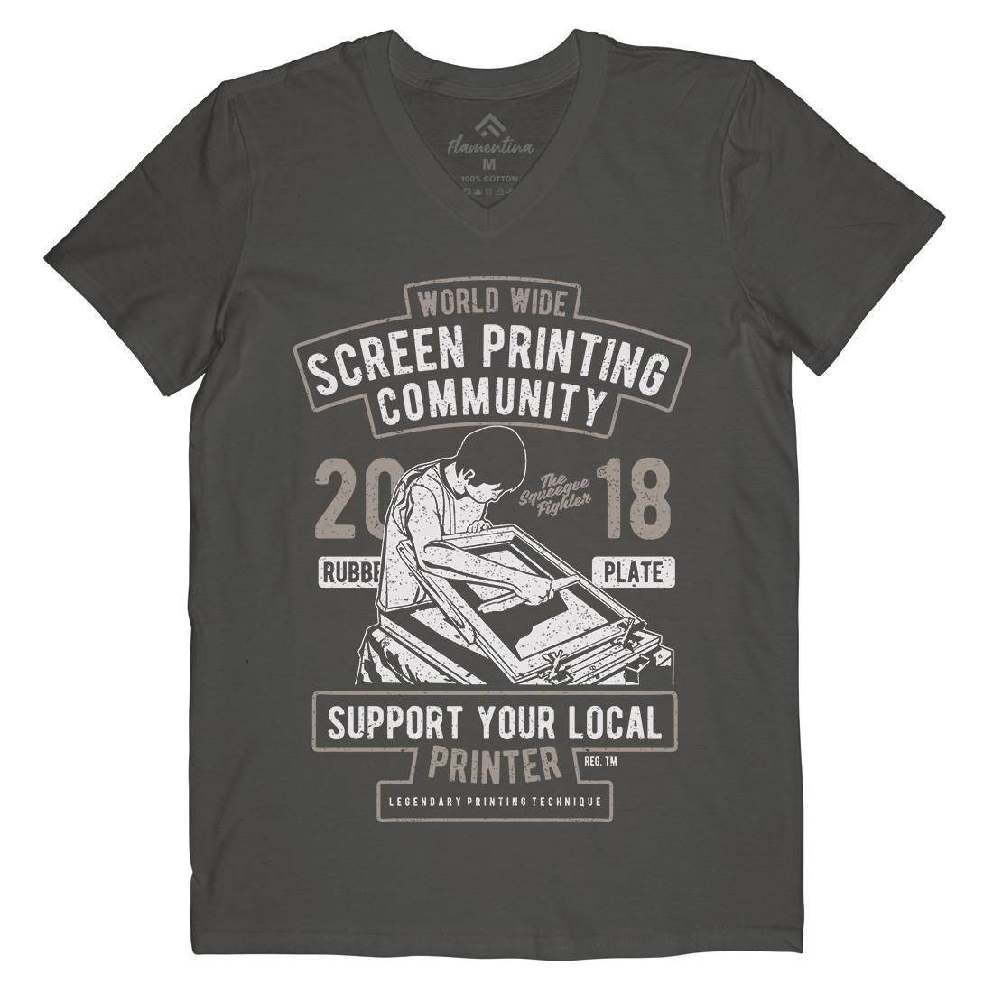 Screen Printing Community Mens V-Neck T-Shirt Work A751
