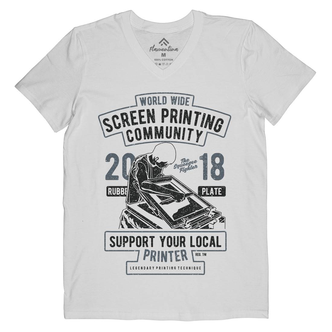 Screen Printing Community Mens Organic V-Neck T-Shirt Work A751