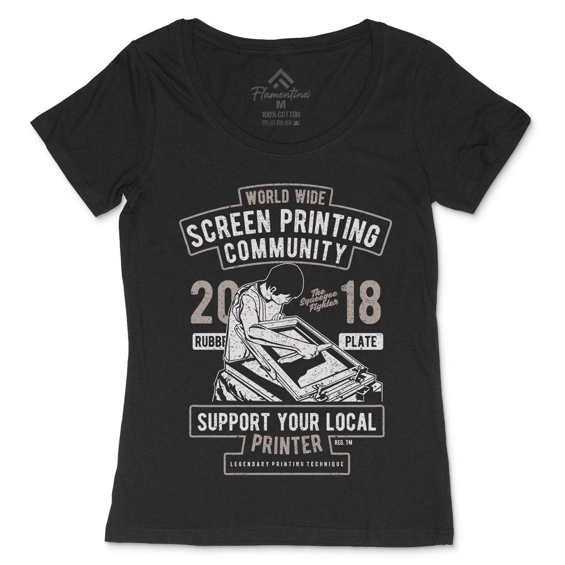 Screen Printing Community Womens Scoop Neck T-Shirt Work A751
