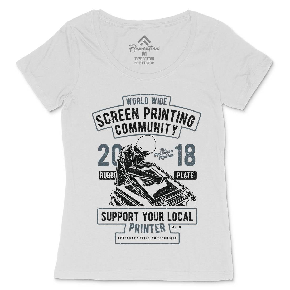 Screen Printing Community Womens Scoop Neck T-Shirt Work A751