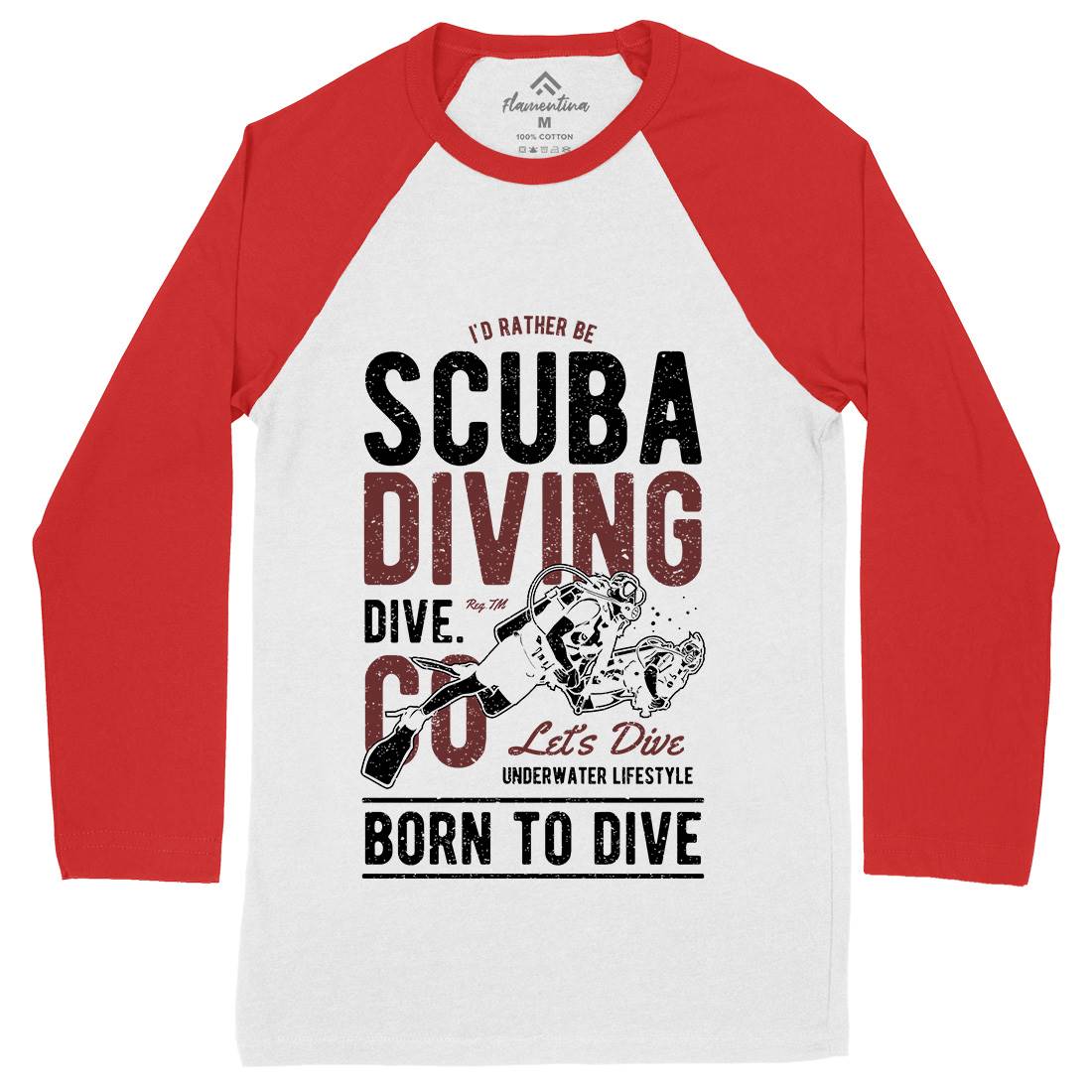 Scuba Diving Mens Long Sleeve Baseball T-Shirt Sport A752