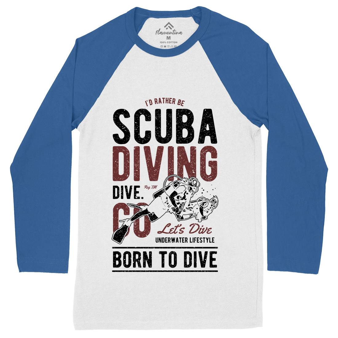 Scuba Diving Mens Long Sleeve Baseball T-Shirt Sport A752