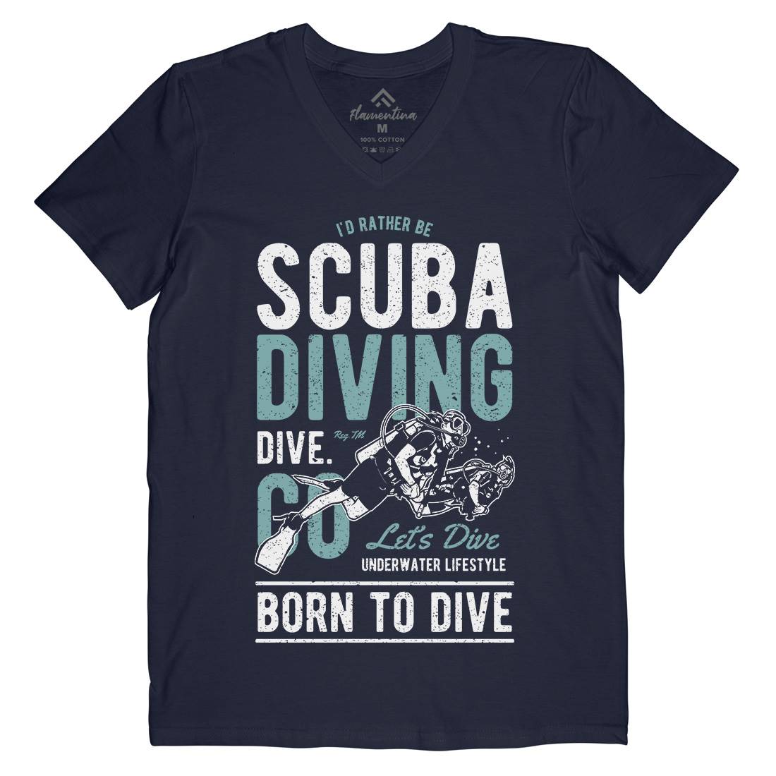 Scuba Diving Mens Organic V-Neck T-Shirt Sport A752