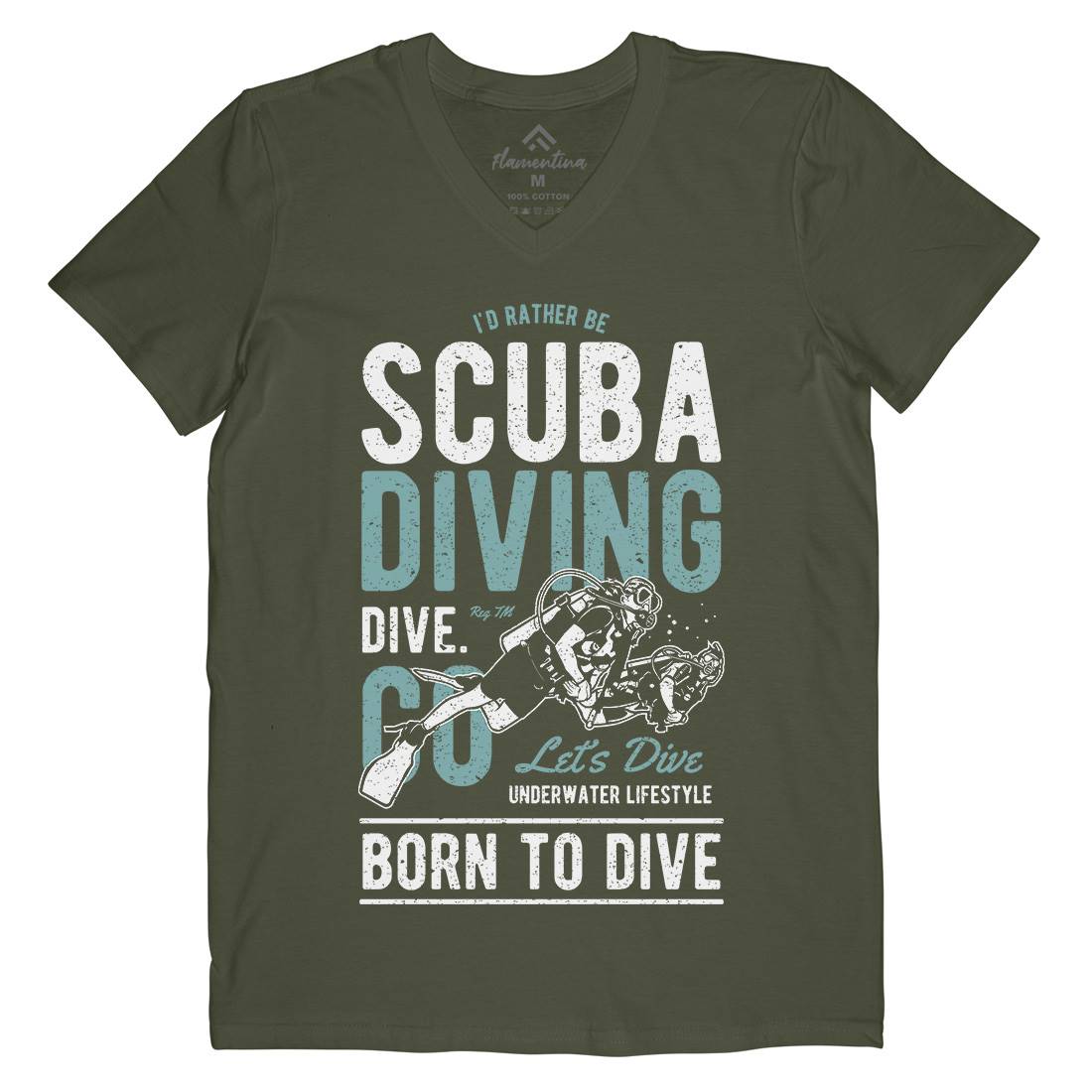 Scuba Diving Mens Organic V-Neck T-Shirt Sport A752