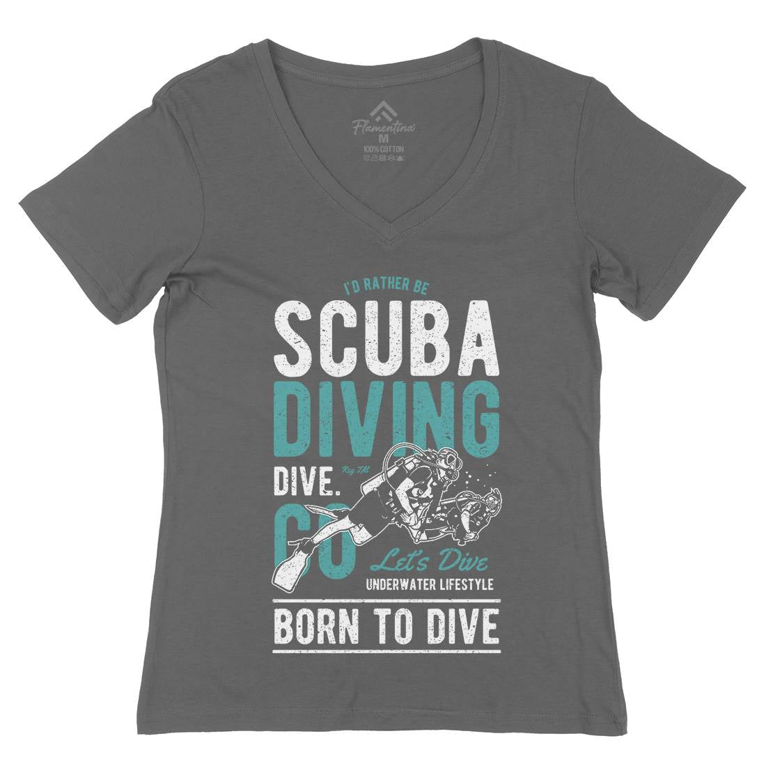 Scuba Diving Womens Organic V-Neck T-Shirt Sport A752