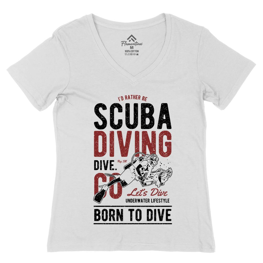 Scuba Diving Womens Organic V-Neck T-Shirt Sport A752