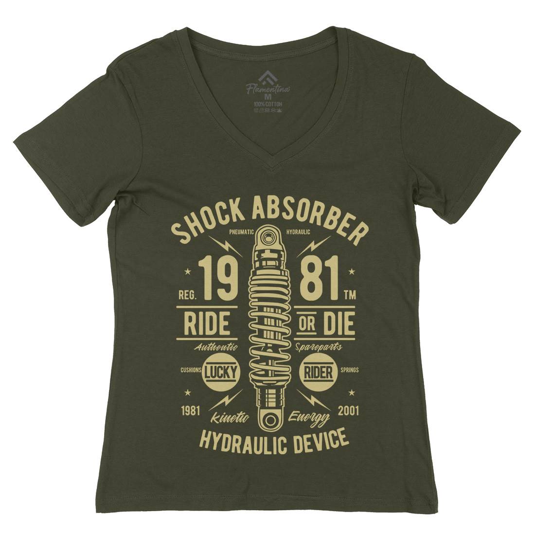 Shock Absorber Womens Organic V-Neck T-Shirt Motorcycles A753