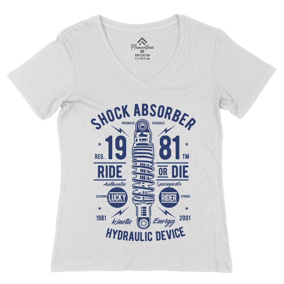 Shock Absorber Womens Organic V-Neck T-Shirt Motorcycles A753