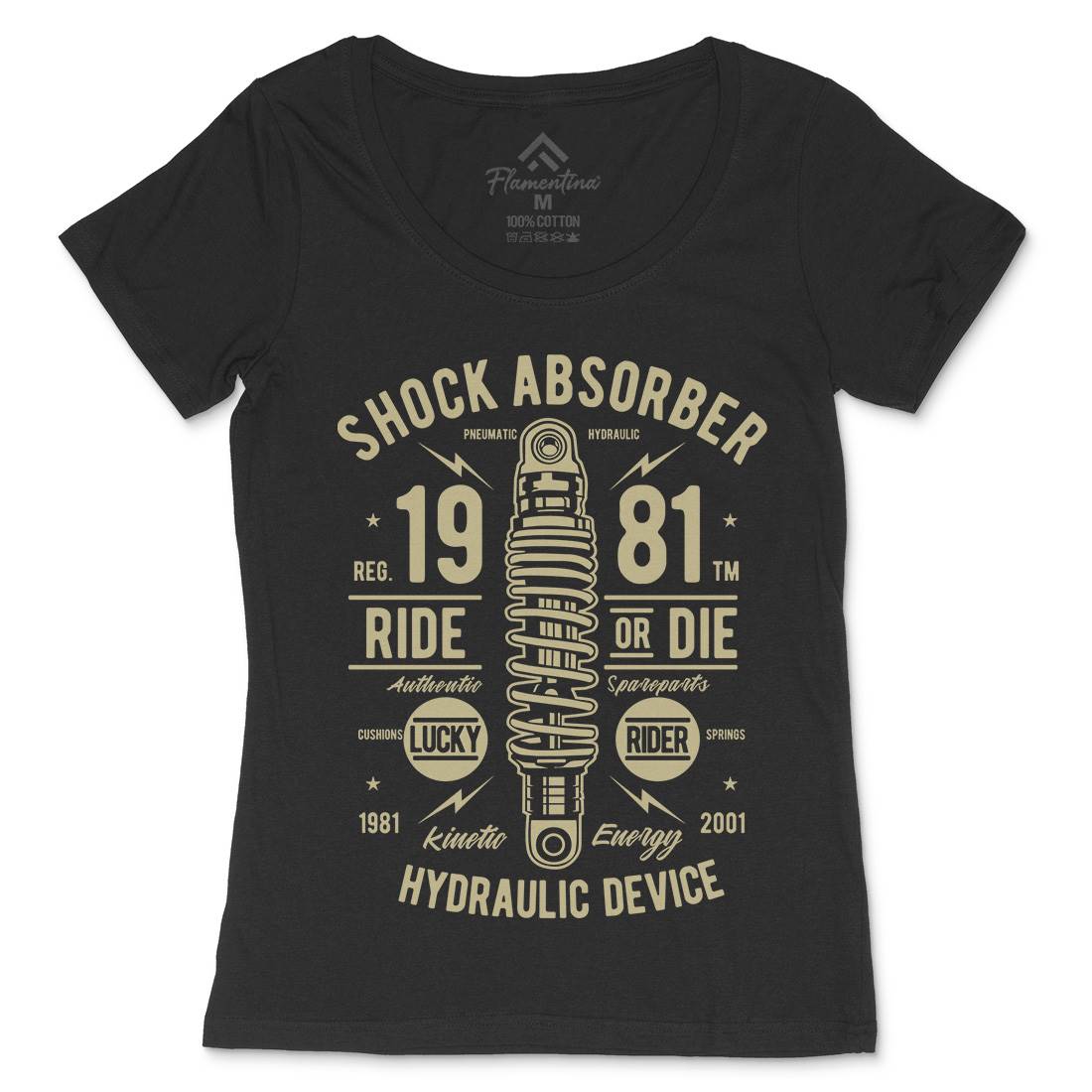 Shock Absorber Womens Scoop Neck T-Shirt Motorcycles A753