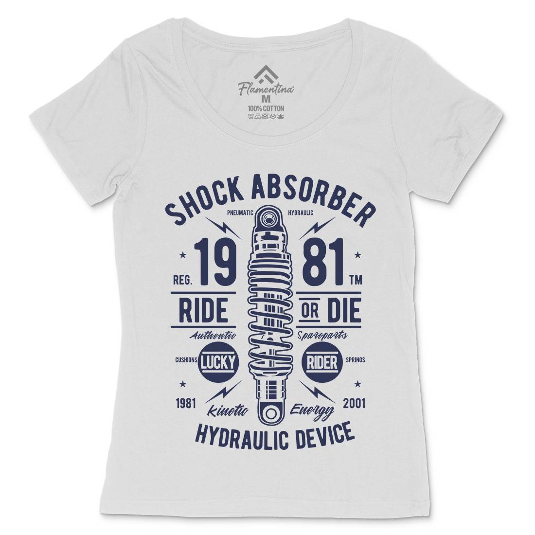 Shock Absorber Womens Scoop Neck T-Shirt Motorcycles A753