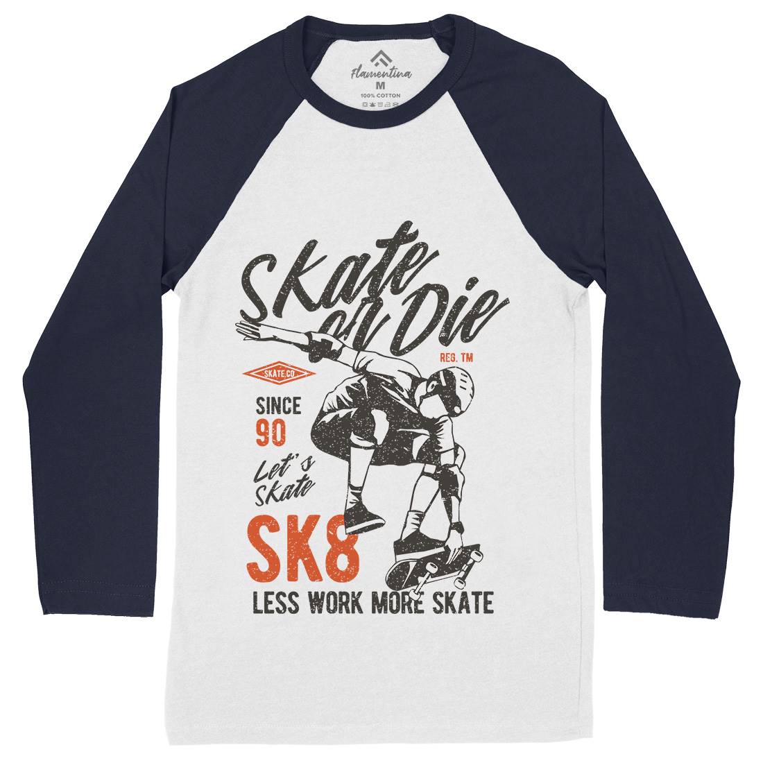 Or Die Mens Long Sleeve Baseball T-Shirt Skate A754