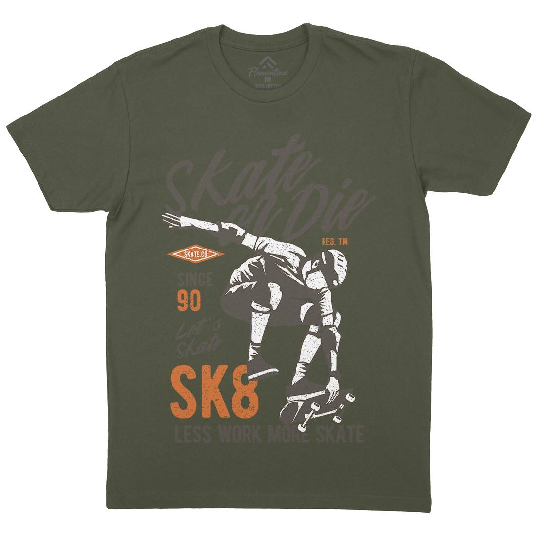 Or Die Mens Organic Crew Neck T-Shirt Skate A754