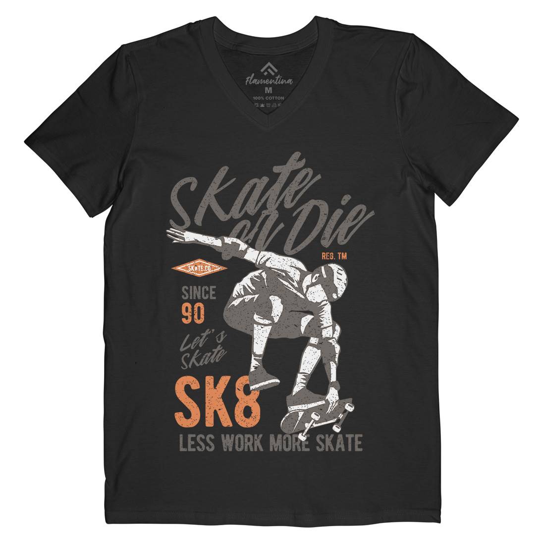 Or Die Mens V-Neck T-Shirt Skate A754