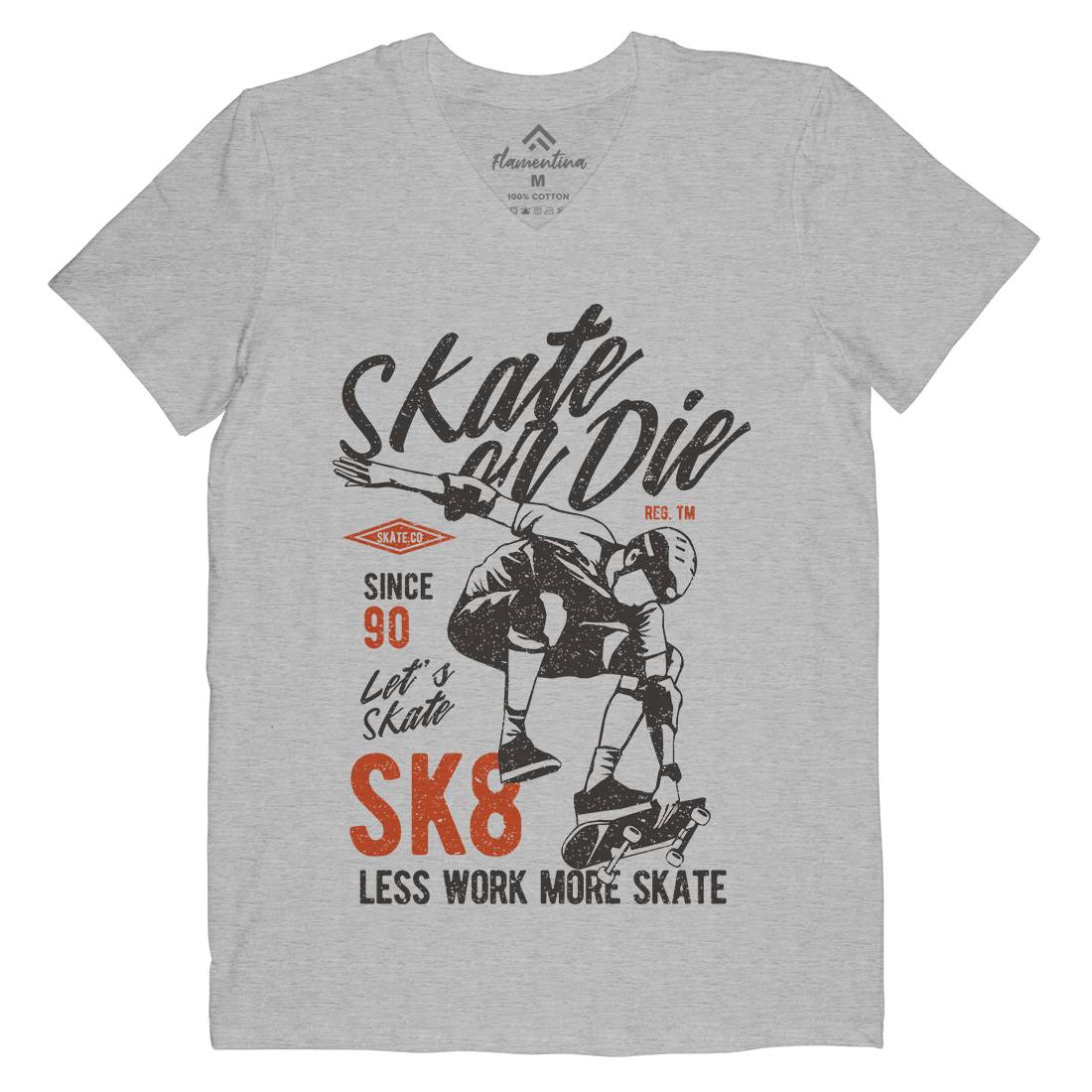 Or Die Mens Organic V-Neck T-Shirt Skate A754
